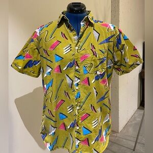 Dry Goods Women’s Funky Abstract Pattern Shirt - Green, Pink, Blue